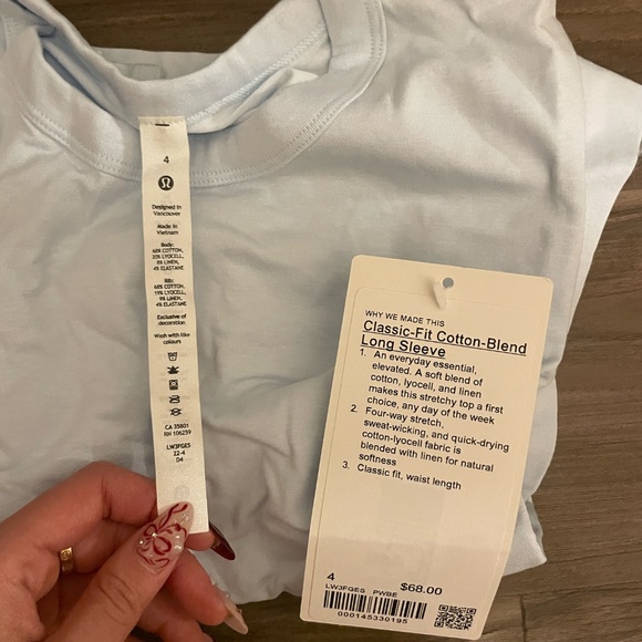 Lululemon Classic-Fit Cotton-Blend Long Sleeve in “Powder Blue” NWT - Picture 4 of 6
